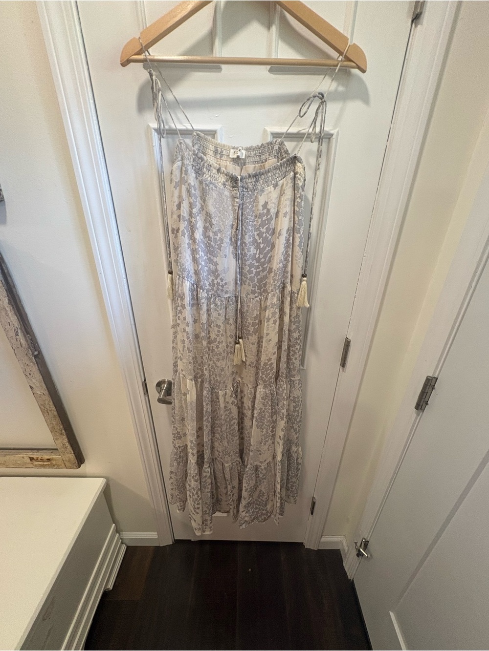 Light Gray Tiered Boho Maxi Skirt - Unbranded